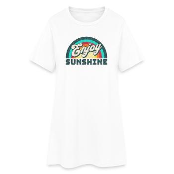 Genieße Sonnenschein Retro Design - Frauen T-Shirt-Kleid - Weiß - Vorne