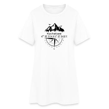 Koordinaten Kochelsee - Frauen T-Shirt-Kleid - Weiß - Vorne