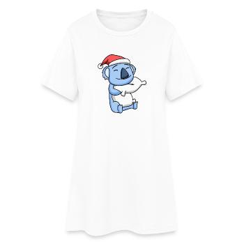 Koala Mignon Fatigué Noël - Robe T-shirt Femme - blanc - Devant