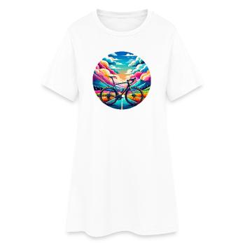 Road bike in fairytale colours - Women’s T-Shirt Dress - white - Front