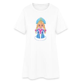 Ded Moroz Snegurotschka russischer Weihnachtsmann - Frauen T-Shirt-Kleid - Weiß - Vorne