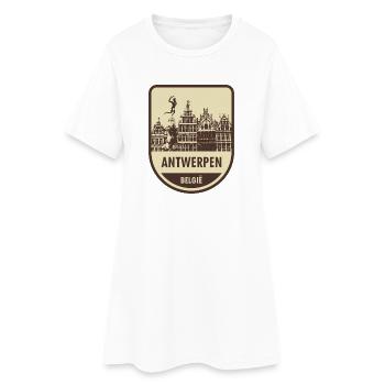 Panneau du paysage urbain d’Anvers - Robe T-shirt Femme - blanc - Devant