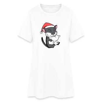 Katze Niedlich Norwegische Waldkatze - Frauen T-Shirt-Kleid - Weiß - Vorne