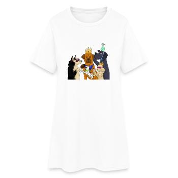VIP DOGS - Frauen T-Shirt-Kleid - Weiß - Vorne