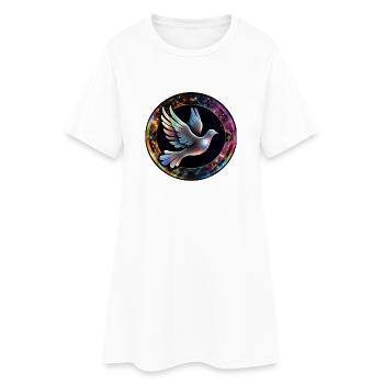 Colombe Cosmique En Anneau De Couleur - Robe T-shirt Femme - blanc - Devant