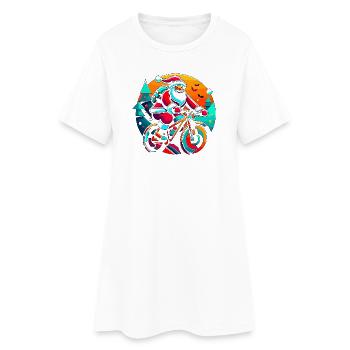 Santa Neon Bike Ride - Women’s T-Shirt Dress - white - Front