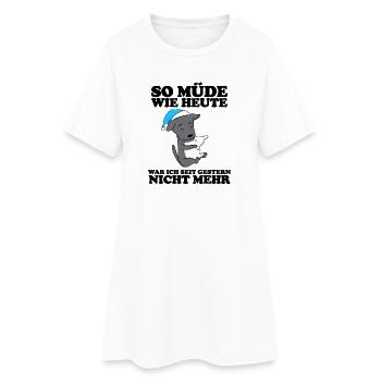 Müde Spruch Verschlafen Schlafen Ausschlafen Faul - Frauen T-Shirt-Kleid - Weiß - Vorne