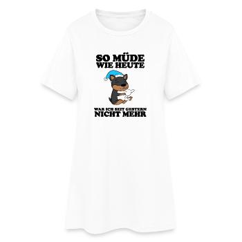 Müde Spruch Verschlafen Schlafen Ausschlafen Faul - Frauen T-Shirt-Kleid - Weiß - Vorne