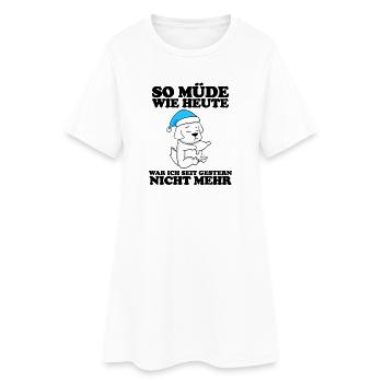 Müde Spruch Verschlafen Schlafen Ausschlafen Faul - Frauen T-Shirt-Kleid - Weiß - Vorne