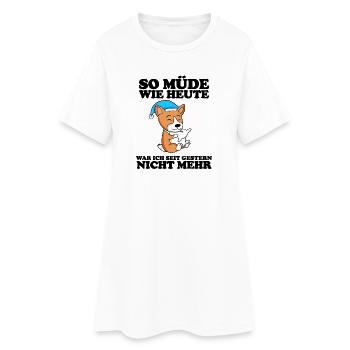 Müde Spruch Verschlafen Schlafen Ausschlafen Faul - Frauen T-Shirt-Kleid - Weiß - Vorne