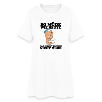 Müde Spruch Verschlafen Schlafen Ausschlafen Faul - Frauen T-Shirt-Kleid - Weiß - Vorne