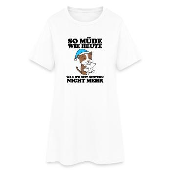 Müde Spruch Verschlafen Schlafen Ausschlafen Faul - Frauen T-Shirt-Kleid - Weiß - Vorne