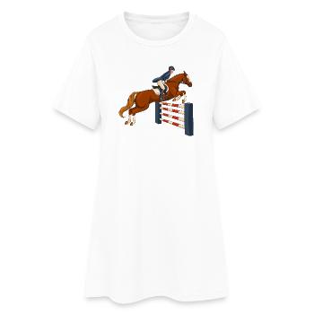 cheval, cavalier, équitation - Robe T-shirt Femme - blanc - Devant