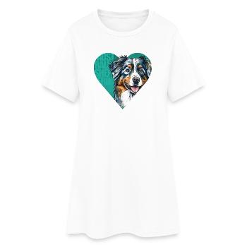 Portrait de berger australien - Robe T-shirt Femme - blanc - Devant