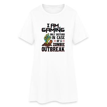 I'm Gaming only disturb in case of a zombie outb.. - Frauen T-Shirt-Kleid - Weiß - Vorne