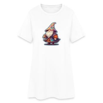 Zwerg mit Patchwork Zauberhut Fantasy Shirt - Frauen T-Shirt-Kleid - Weiß - Vorne