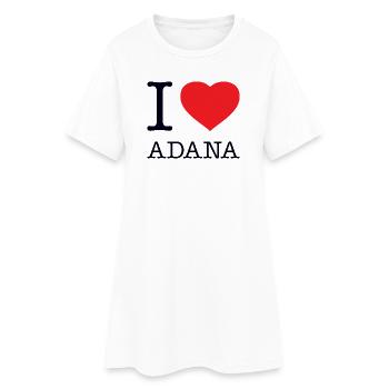I LOVE ADANA - Frauen T-Shirt-Kleid - Weiß - Vorne