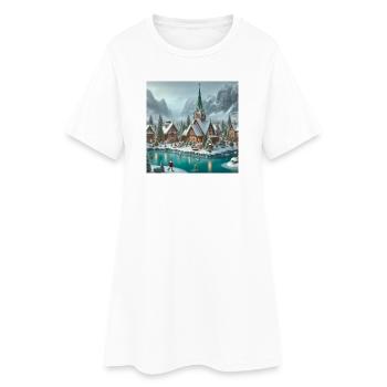 Village Scandinave Noël - Robe T-shirt Femme - blanc - Devant
