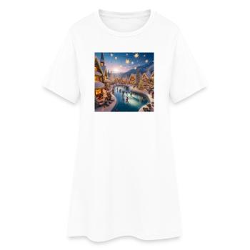 Village Scandinave Noël - Robe T-shirt Femme - blanc - Devant