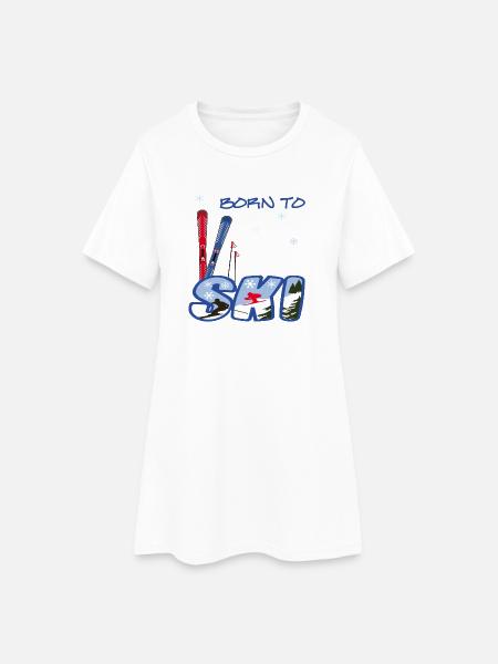 Born to Ski, Wintersport - Frauen T-Shirt-Kleid - Weiß
