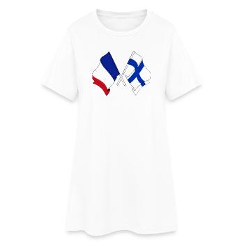 Deux drapeaux barrés du drapeau de la France Finlande - Robe T-shirt Femme - blanc - Devant