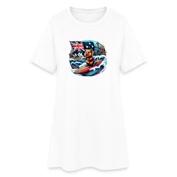 Design de surf australien Quokka - Robe T-shirt Femme - blanc - Devant