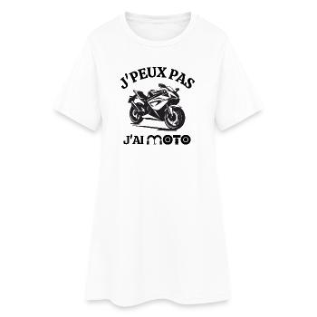 moto, faire de la moto, motard - Robe T-shirt Femme - blanc - Devant