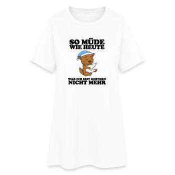 Müde Spruch lustig Schlafen Ausschlafen - Katze - Frauen T-Shirt-Kleid - Weiß - Vorne