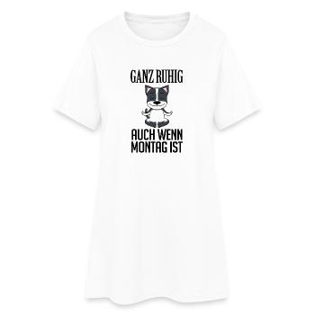 Montag Spruch Yoga Hund - Frauen T-Shirt-Kleid - Weiß - Vorne