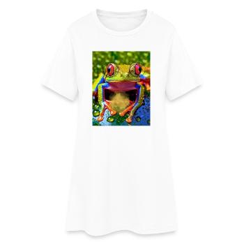 Magical Frog - Women’s T-Shirt Dress - white - Front