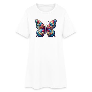 Papillon coloré - Robe T-shirt Femme - blanc - Devant