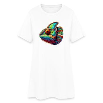 Caméléon - Robe T-shirt Femme - blanc - Devant