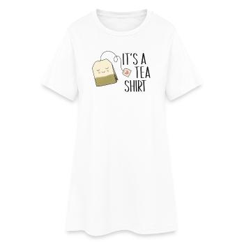 It’s a Tea Shirt – Lustiges Tee-Design ☕💚 - Frauen T-Shirt-Kleid - Weiß - Vorne