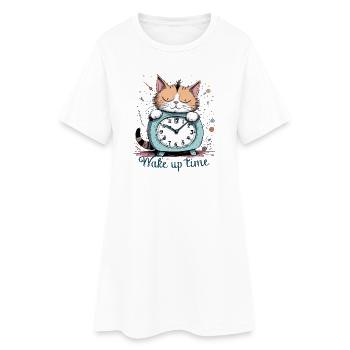 il est temps de se réveiller, humour de chat ! - Robe T-shirt Femme - blanc - Devant