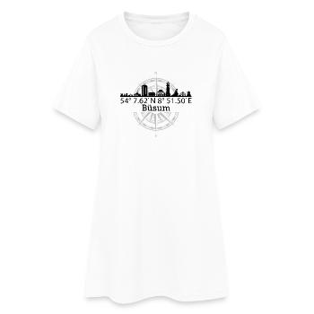 Koordinaten Büsum - Frauen T-Shirt-Kleid - Weiß - Vorne