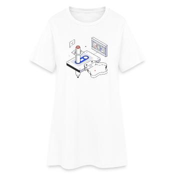 rétro, vintage, cassette audio - Robe T-shirt Femme - blanc - Devant