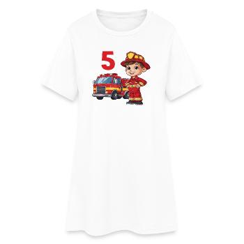 5 anniversaire pompier camion de pompiers camion de pompiers - Robe T-shirt Femme - blanc - Devant