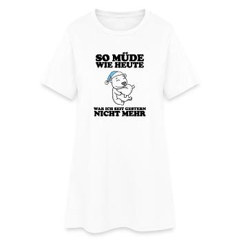 Ausschlafen Müde Spruch lustig Schlafen - Bär - Frauen T-Shirt-Kleid - Weiß - Vorne