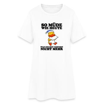 Ausschlafen Müde Spruch lustig Schlafen - Ente - Frauen T-Shirt-Kleid - Weiß - Vorne
