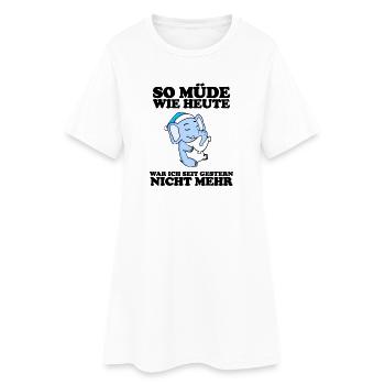 Ausschlafen Müde Spruch lustig Schlafen - Elefant - Frauen T-Shirt-Kleid - Weiß - Vorne