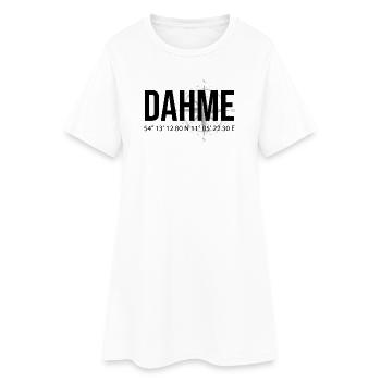 Koordinaten Dahme - Frauen T-Shirt-Kleid - Weiß - Vorne