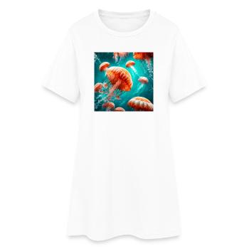 Méduses - Robe T-shirt Femme - blanc - Devant