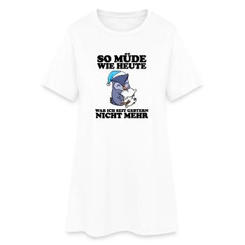 Ausschlafen Müde Spruch lustig Schlafen - Eule - Frauen T-Shirt-Kleid - Weiß - Vorne