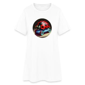 Ladybug on skateboard - Women’s T-Shirt Dress - white - Front