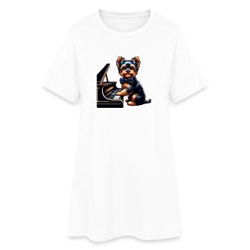 Yorkshire Terrier pour piano - Robe T-shirt Femme - blanc - Devant