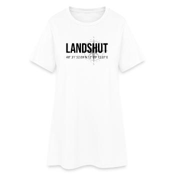Koordinaten Landshut - Frauen T-Shirt-Kleid - Weiß - Vorne