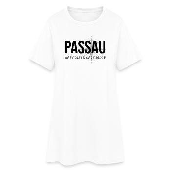 Koordinaten Passau - Frauen T-Shirt-Kleid - Weiß - Vorne