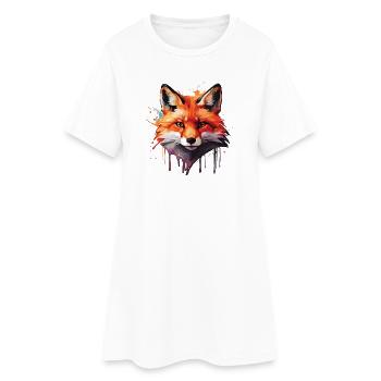 Aquarelle Fox - Robe T-shirt Femme - blanc - Devant