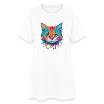 Chat mignon - Robe T-shirt Femme - blanc - Devant