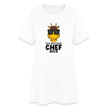 Chef Spruch Anführer Giraffe Motiv - Frauen T-Shirt-Kleid - Weiß - Vorne